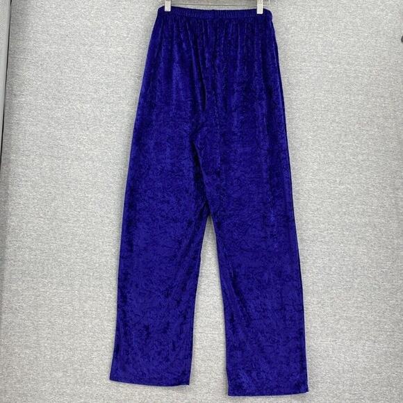 Vintage Granada Pajama Set Womens Medium Purple Crushed Velour Lounge Pants Top - Picture 8 of 16